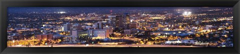 Framed City lit up at night, Tucson, Pima County, Arizona, USA Print