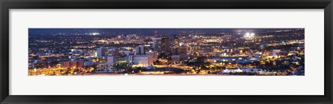 Framed City lit up at night, Tucson, Pima County, Arizona, USA Print