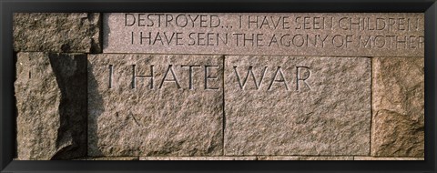 Framed Text engraved on stones at a memorial, Franklin Delano Roosevelt Memorial, Washington DC, USA Print