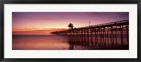 Framed San Clemente Pier at dusk, Los Angeles County, California Print