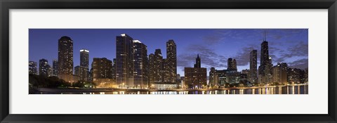 Framed Night Skyline, Lake Michigan, Chicago, Cook County, Illinois, USA 2010 Print