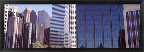 Framed Close up of skyscrapers in Los Angeles, Los Angeles County, California, USA Print