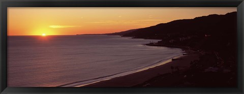 Framed Beach at sunset, Malibu Beach, Malibu, Los Angeles County, California, USA Print