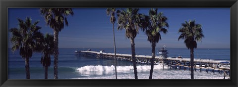 Framed Pier over an ocean, San Clemente Pier, Los Angeles County, California, USA Print