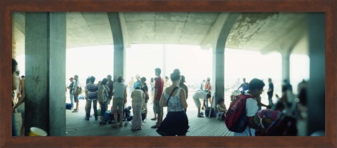 Framed Tourists on a boardwalk, Coney Island, Brooklyn, New York City, New York State, USA Print