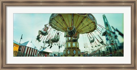 Framed Tourists riding on an amusement park ride, Lynn&#39;s Trapeze, Luna Park, Coney Island, Brooklyn, New York City, New York State, USA Print