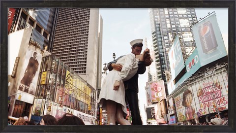 Framed Sculpture in a city, V-J Day, World War Memorial II, Times Square, Manhattan, New York City, New York State, USA Print