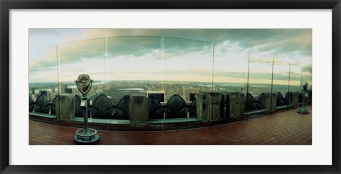 Framed Coin-operated binoculars on the top of a building, Rockefeller Center, Manhattan, New York Print