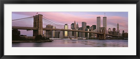 Framed Bridge across a river, Brooklyn Bridge, Manhattan, New York City, New York State, USA Print