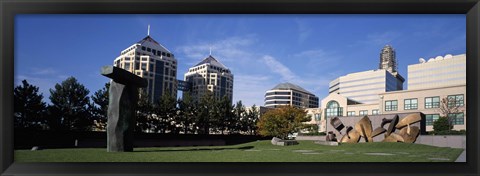 Framed Sculptures in a garden, West Garden, Oakland City Center, Oakland, Alameda County, California, USA Print