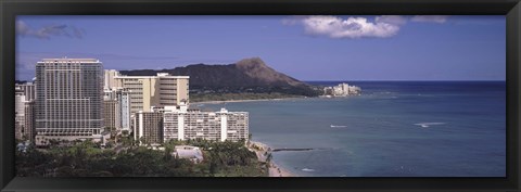 Framed Buildings at the waterfront, Honolulu, Oahu, Honolulu County, Hawaii Print