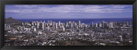 Framed Aerial view of a city, Honolulu, Oahu, Honolulu County, Hawaii, USA 2010 Print