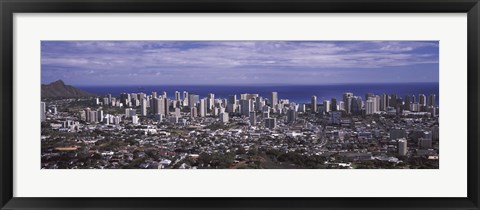 Framed Aerial view of a city, Honolulu, Oahu, Honolulu County, Hawaii, USA 2010 Print