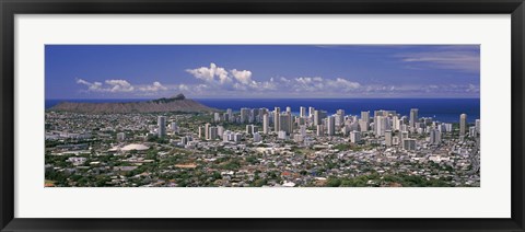 Framed View of a city, Honolulu, Oahu, Honolulu County, Hawaii, USA 2010 Print