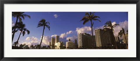 Framed Low angle view of skyscrapers, Honolulu, Hawaii, USA 2010 Print