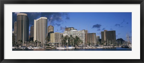 Framed Boats docked at a harbor, Honolulu, Hawaii, USA 2010 Print