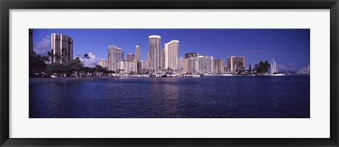 Framed Skyscrapers at the waterfront, Honolulu, Hawaii, USA Print