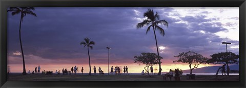 Framed Tourists on the beach, Honolulu, Oahu, Hawaii, USA Print