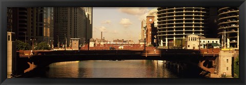 Framed Buildings at the waterfront, Marina Towers, Chicago River, Chicago, Cook County, Illinois, USA Print