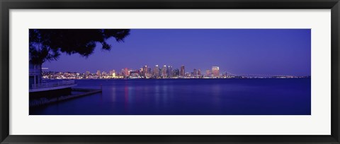 Framed San Diego in the Distance, Night View Print