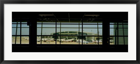 Framed Airport viewed from inside the terminal, Dallas Fort Worth International Airport, Dallas, Texas, USA Print