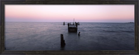 Framed Pier in the Atlantic Ocean, Dilapidated Pier, North Point State Park, Edgemere, Baltimore County, Maryland, USA Print