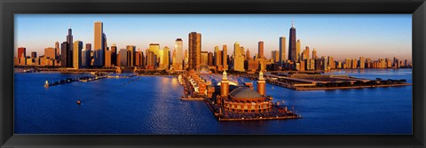 Framed Sunrise at Navy Pier, Lake Michigan, Chicago, Cook County, Illinois, USA Print