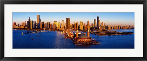 Framed Sunrise at Navy Pier, Lake Michigan, Chicago, Cook County, Illinois, USA Print