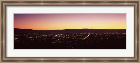 Framed City lit up at dusk, Silicon Valley, San Jose, Santa Clara County, San Francisco Bay, California Print