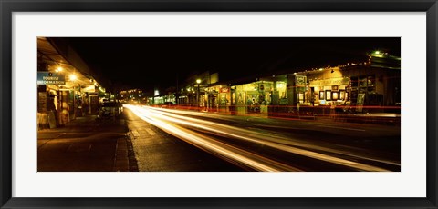 Framed Streaks of lights on the road in a city at night, Lahaina, Maui, Hawaii, USA Print