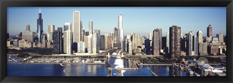 Framed Skyscrapers in a city, Navy Pier, Chicago Harbor, Chicago, Cook County, Illinois, USA 2011 Print