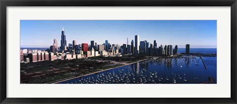 Framed Skyscrapers at the waterfront, Chicago Harbor, Lake Michigan, Chicago, Cook County, Illinois, USA 2011 Print