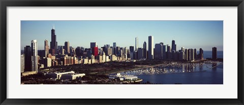 Framed Skyscrapers at the waterfront, Hancock Building, Lake Michigan, Chicago, Cook County, Illinois, USA Print