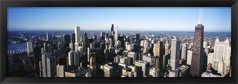 Framed Skyscrapers in a city, Hancock Building, Lake Michigan, Chicago, Cook County, Illinois, USA 2011 Print