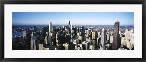 Framed Skyscrapers in a city, Hancock Building, Lake Michigan, Chicago, Cook County, Illinois, USA 2011 Print