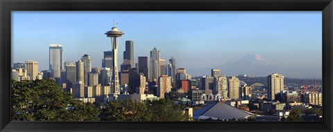 Framed Seattle city skyline with Mt. Rainier in the background, King County, Washington State, USA 2010 Print