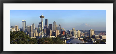 Framed Seattle city skyline with Mt. Rainier in the background, King County, Washington State, USA 2010 Print