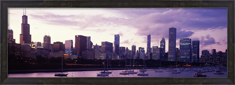 Framed Buildings at the Waterfront, Lake Michigan, Chicago (purple) Print