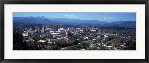 Framed Aerial view of a city, Asheville, Buncombe County, North Carolina, USA Print