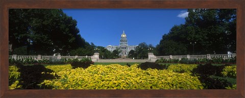 Framed Garden in front of a State Capitol Building, Civic Park Gardens, Denver, Colorado, USA Print