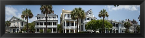 Framed Low angle view of houses along a street, Battery Street, Charleston, South Carolina Print