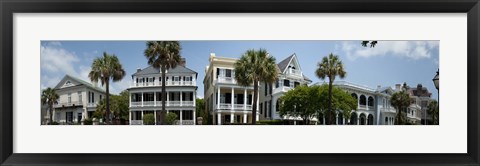 Framed Low angle view of houses along a street, Battery Street, Charleston, South Carolina Print