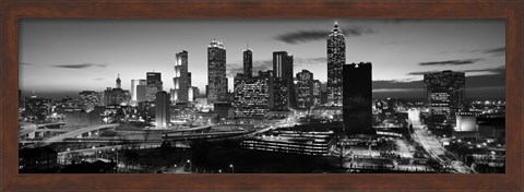 Framed Atlanta skyline in black and white, Georgia, USA Print