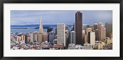 Framed Skyscrapers in the city with the Oakland Bay Bridge in the background, San Francisco, California, USA 2011 Print