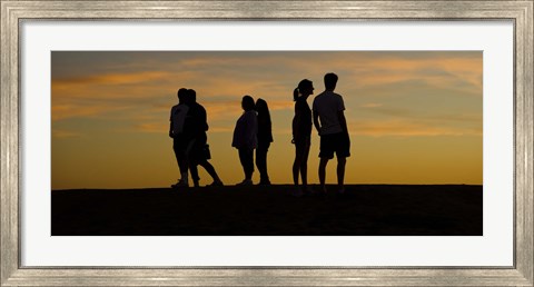 Framed Silhouette of people on a hill, Baldwin Hills Scenic Overlook, Los Angeles County, California, USA Print