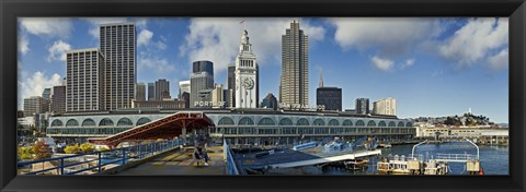 Framed Ferry terminal with skyline at port, Ferry Building, The Embarcadero, San Francisco, California, USA 2011 Print