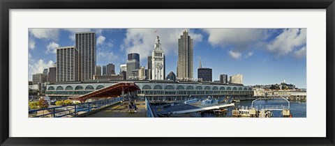 Framed Ferry terminal with skyline at port, Ferry Building, The Embarcadero, San Francisco, California, USA 2011 Print