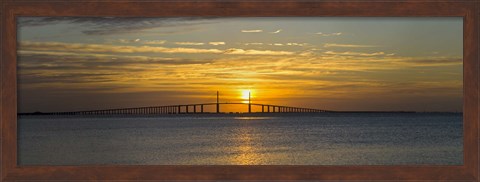 Framed Sunrise over Sunshine Skyway Bridge, Tampa Bay, Florida, USA Print