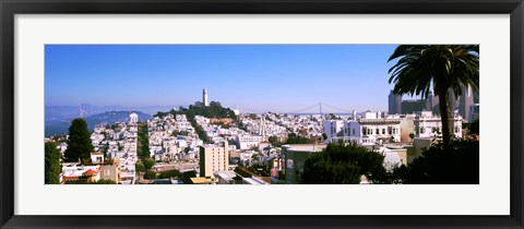 Framed High angle view of buildings in a city, Russian Hill, San Francisco, California, USA Print