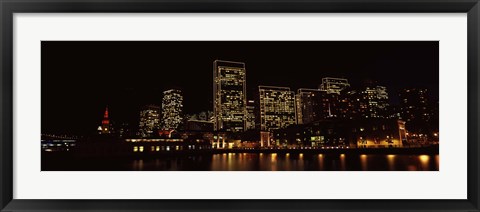 Framed Buildings at the waterfront lit up at night, San Francisco Print